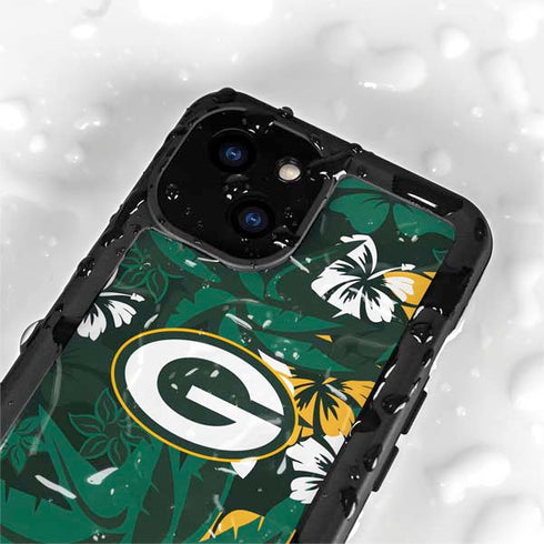 NFL Green Bay Packers Tropical Print iPhone 15 Plus Waterproof Case